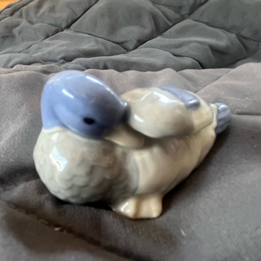 Ceramic Duck Figurine in Blue and Cream
#A-100